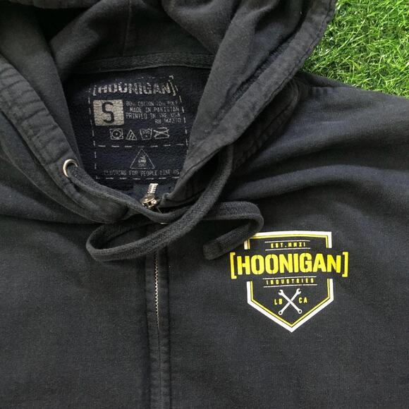 Men’s Navy Hoonigan Industries Racing Full Zip Hoodie - Picture 3 of 4